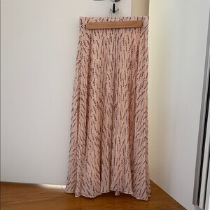 Ba&sh Floral Maxi Skirt in Cream and Pink